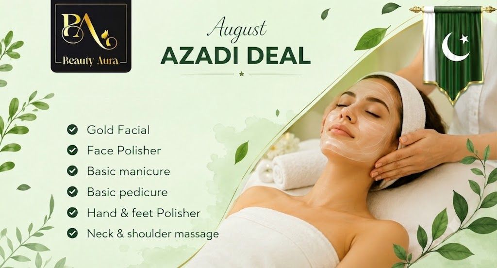 Gold facial and beauty treatment room at Beauty Aura Salon Laser and Nail Hub, DHA Phase 4 Lahore