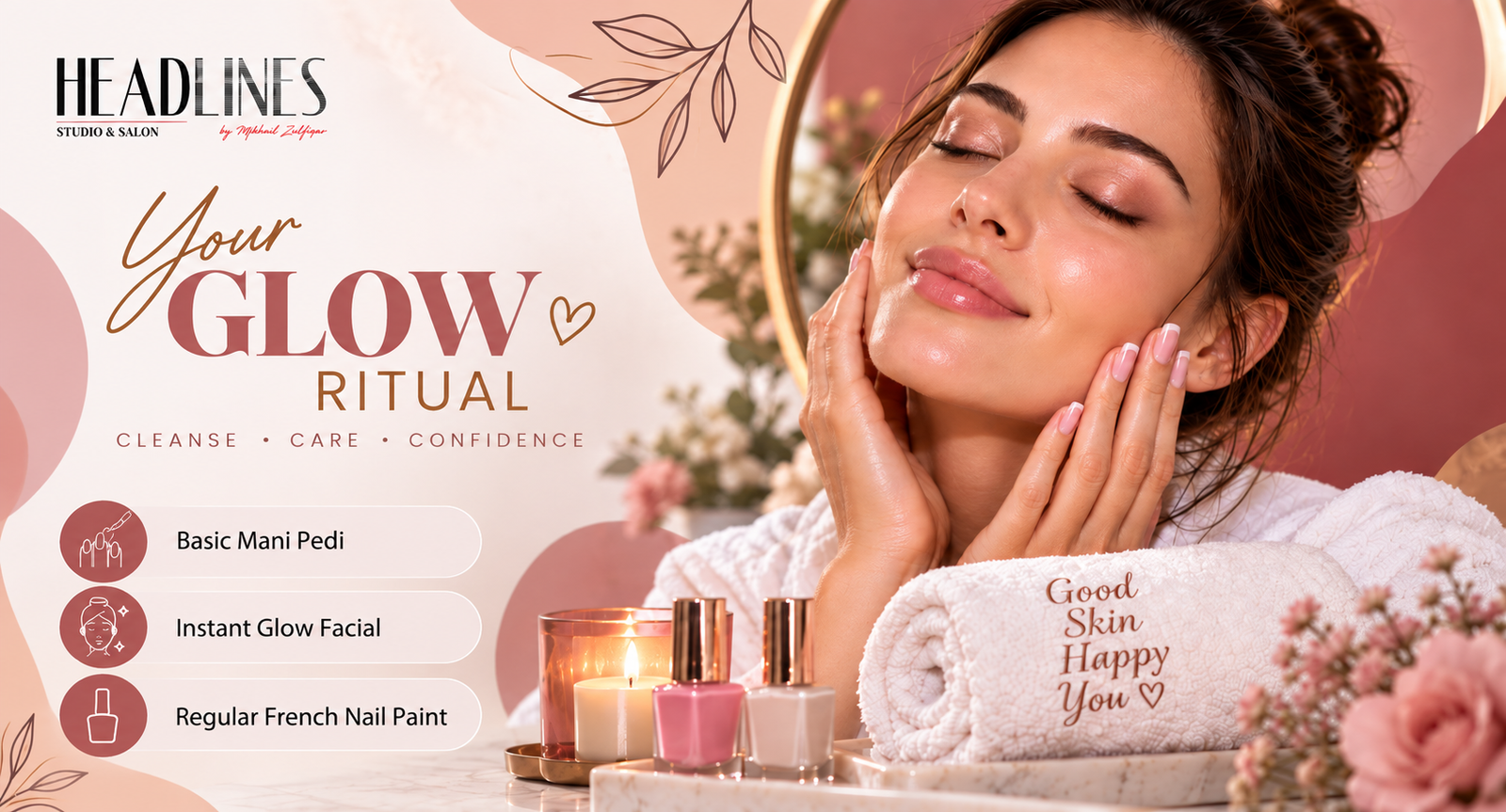 French nail paint and manicure treatment at Headlines Studio & Salon in DHA Phase 5 Lahore