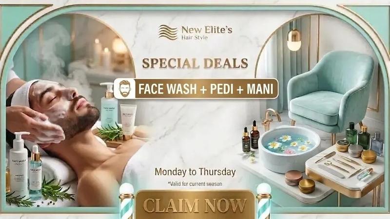 Weekday glow-up salon deal with face wash, manicure and pedicure at New Elites Hair Style and Spa, DHA Phase 1 Lahore