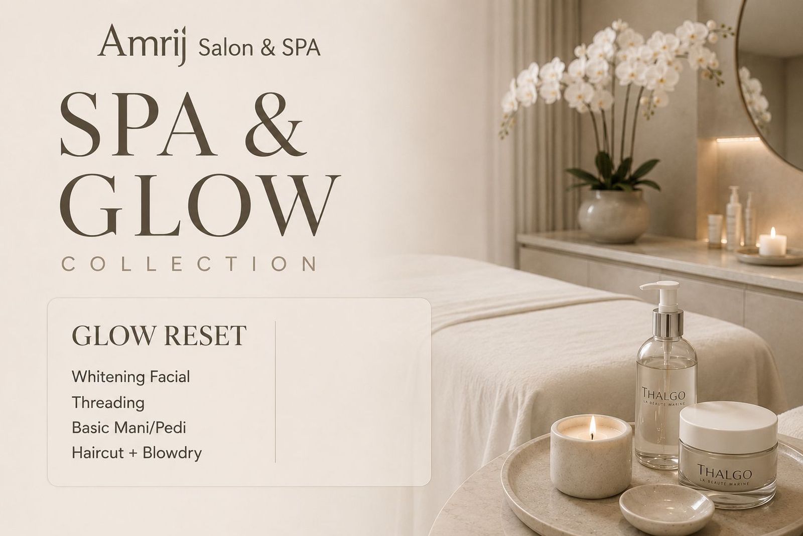 Glow Reset whitening facial and beauty package at A'mrij Salon and SPA, DHA Phase 3 Lahore