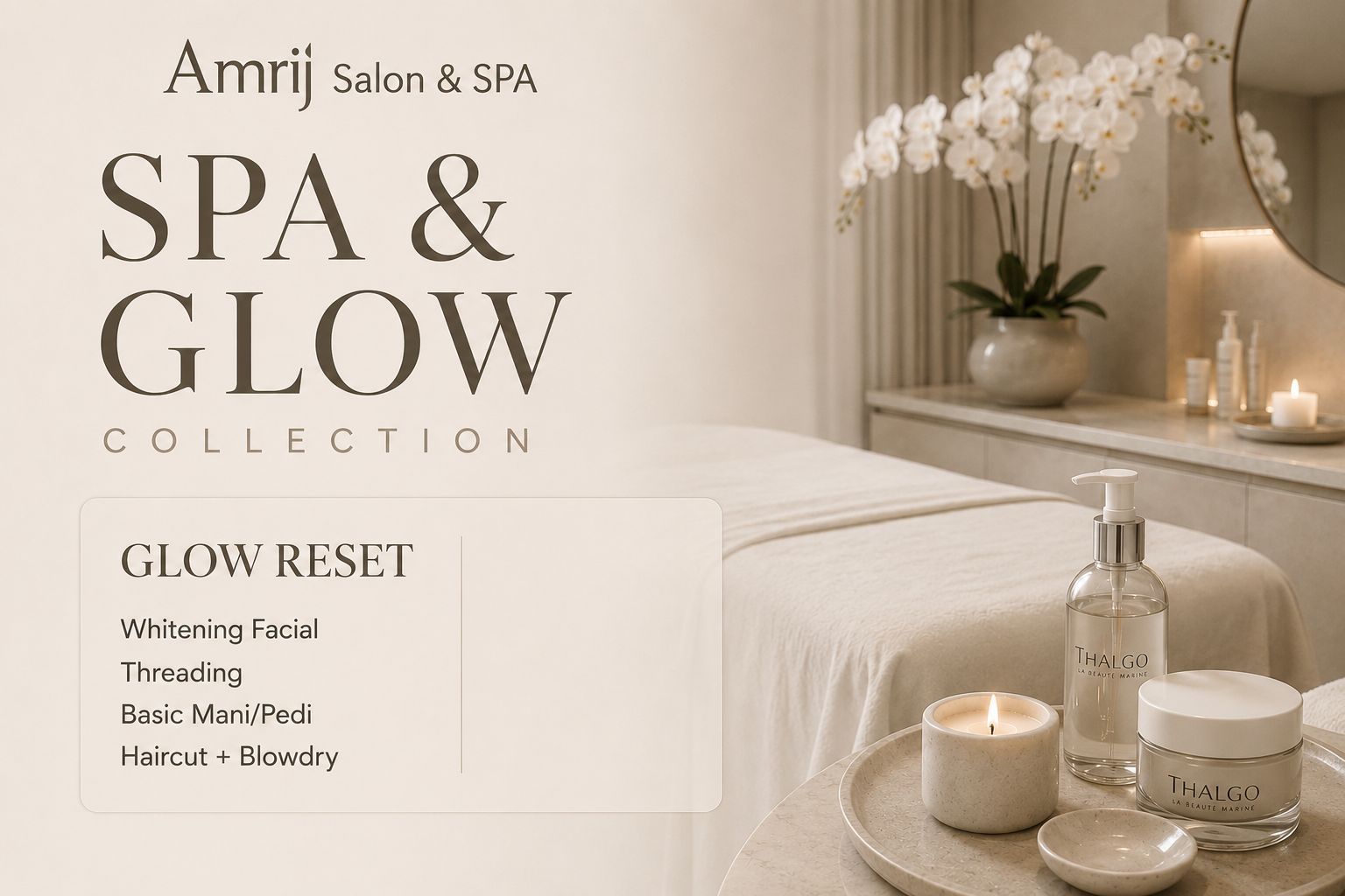Glow Reset whitening facial and beauty package at A'mrij Salon and SPA, DHA Phase 3 Lahore