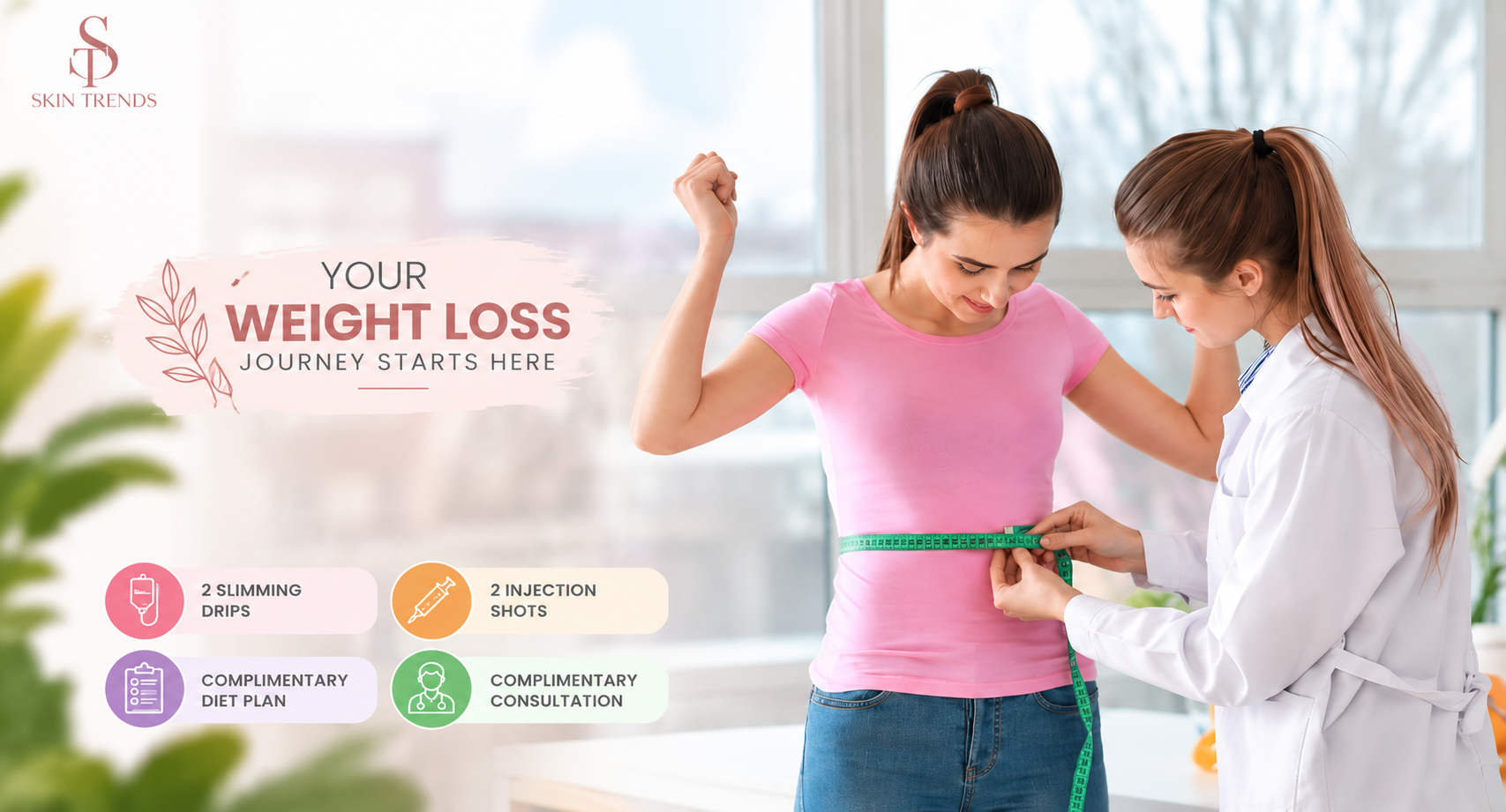 Weight loss journey clinic treatment and consultation setup at The Skin Trends in DHA Lahore