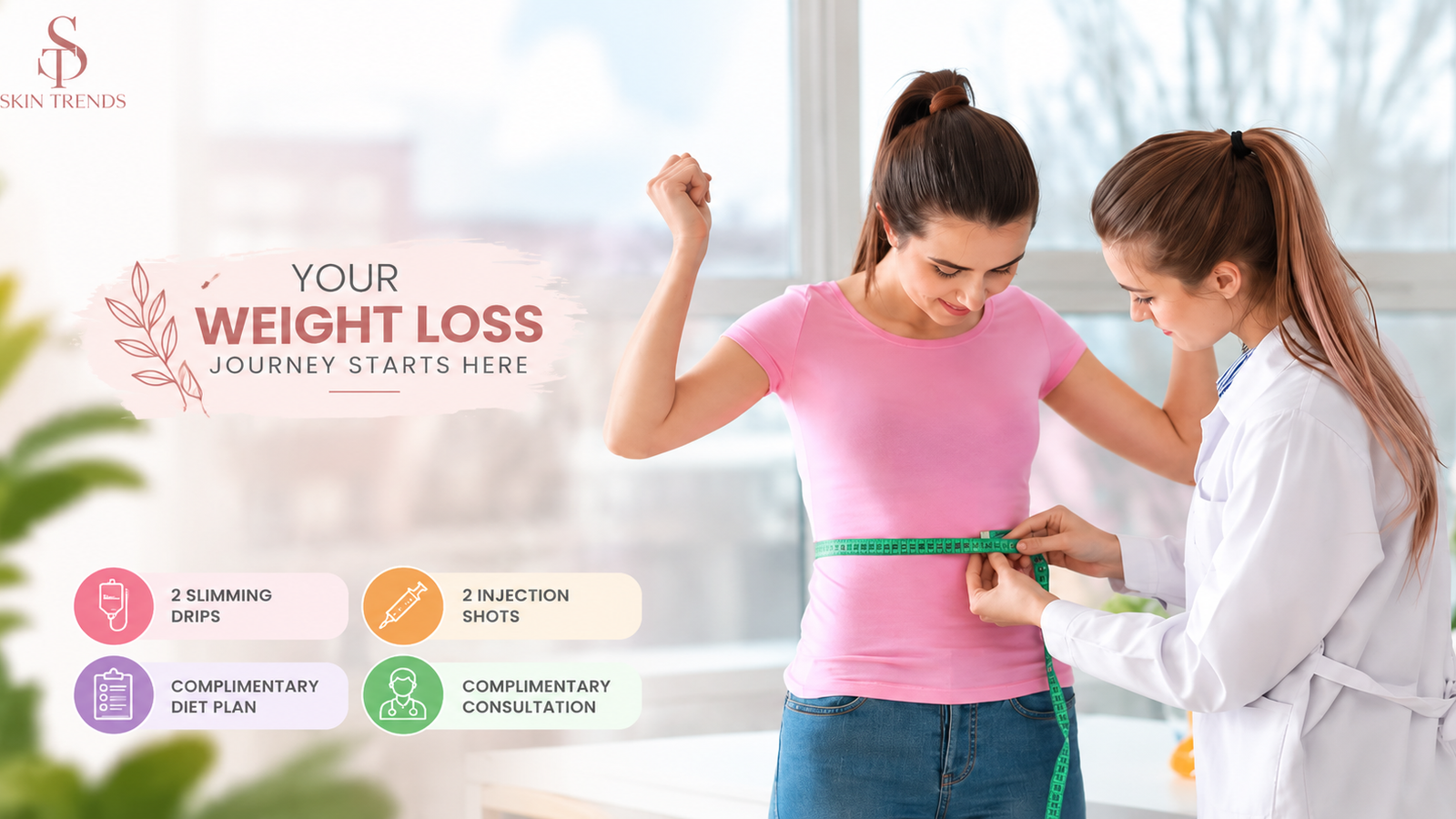 Weight loss journey clinic treatment and consultation setup at The Skin Trends in DHA Lahore