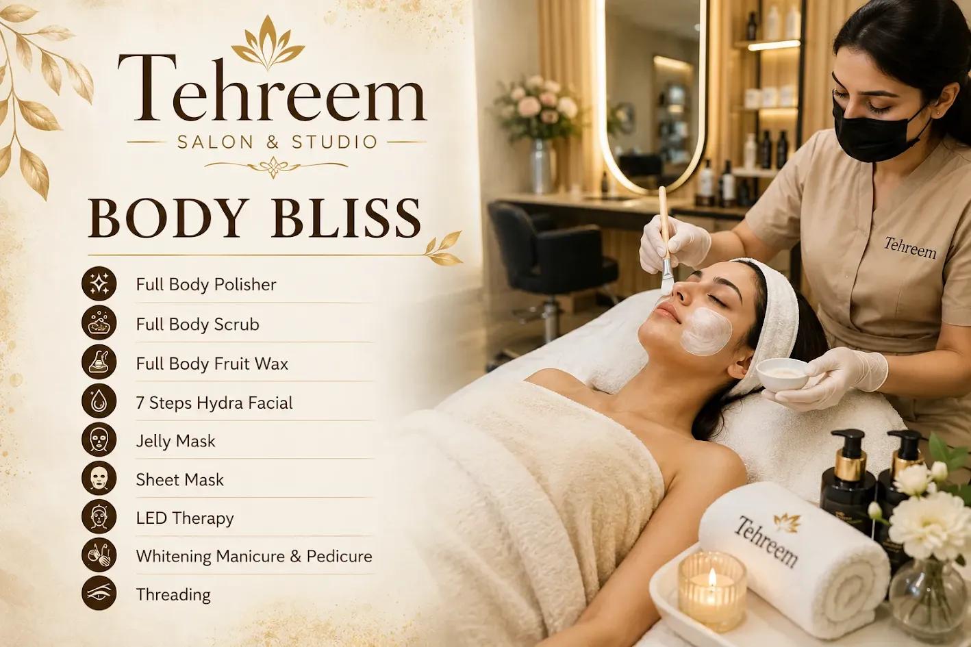 Full body polisher and scrub treatment at Tehreem Salon & Studio, DHA Phase 3 Lahore