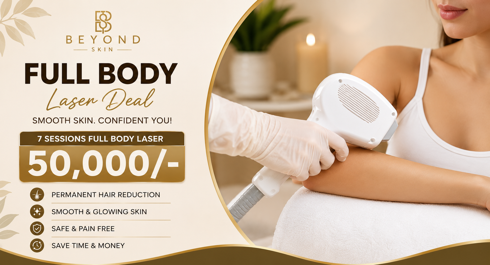 Full body laser hair removal treatment room at Beyond Skin Aesthetics in Lahore