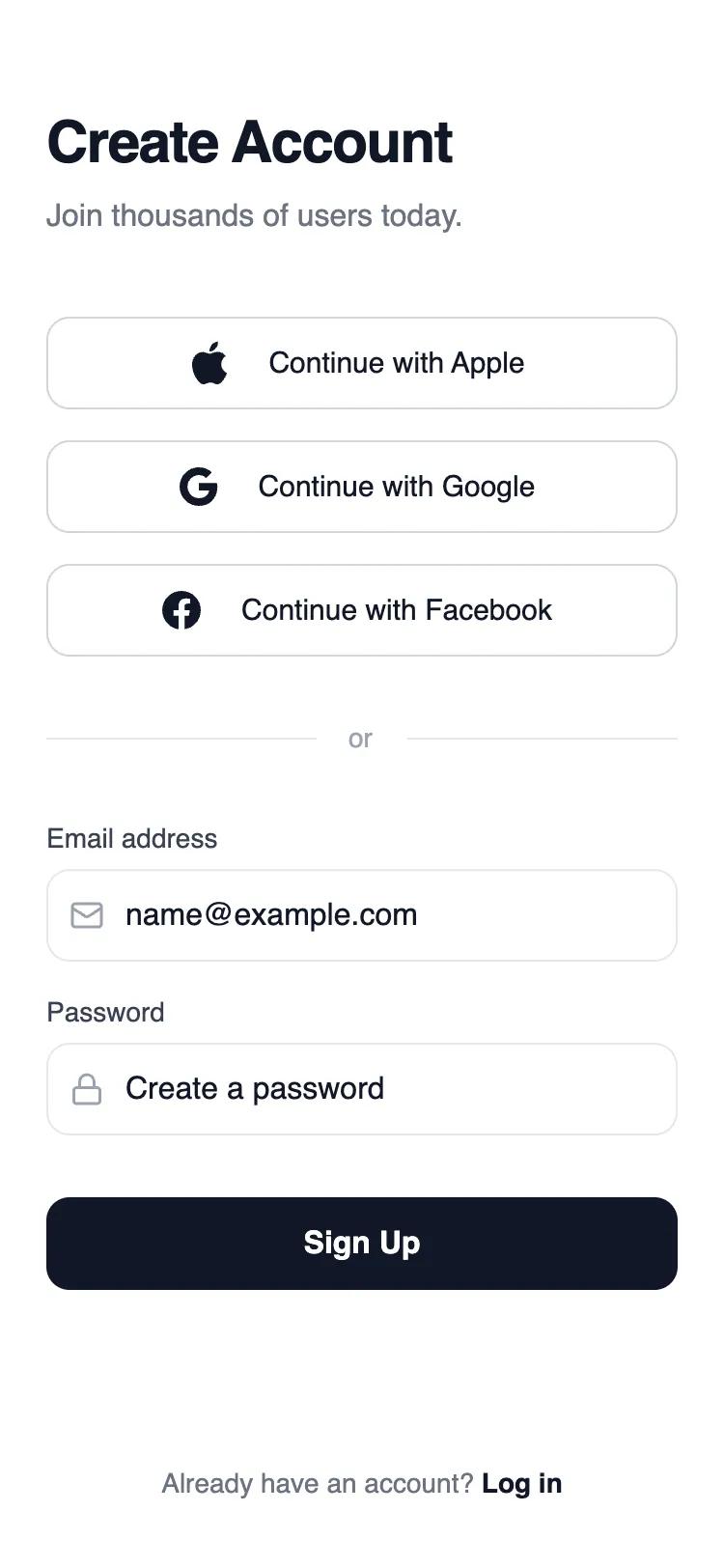 Social first sign up