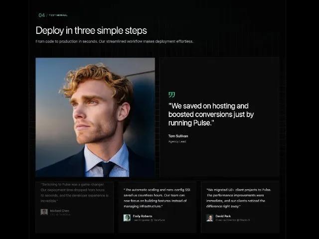 Animated Testimonial Section with Grid Cards preview