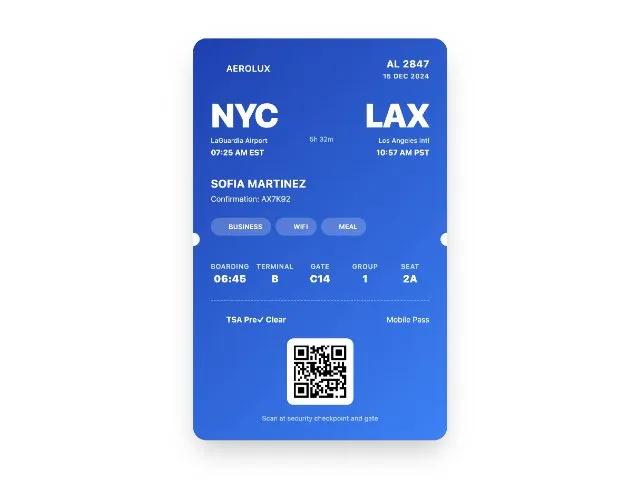Digital Boarding Pass Card preview