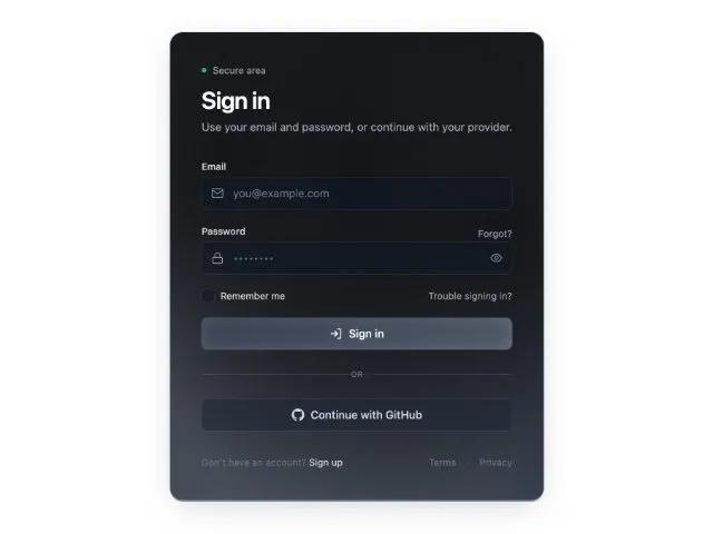 Animated Dark Sign-In Card with Tailwind Glassmorphism preview