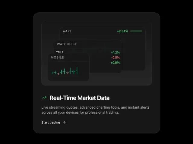 Trading Dashboard Card with Real-Time Market Data preview