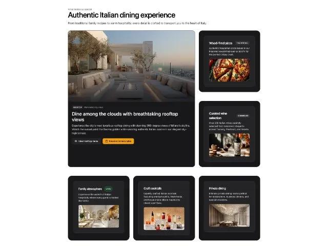 Animated Restaurant Feature Grid Section preview