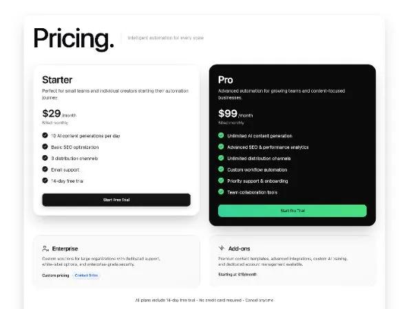 Animated Responsive Pricing Cards Section preview