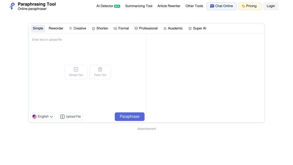 Paraphrasing.io screenshot