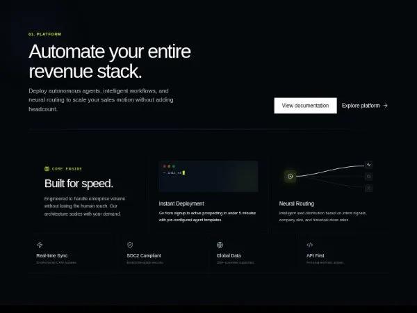 Platform Features Section with Interactive Visuals preview