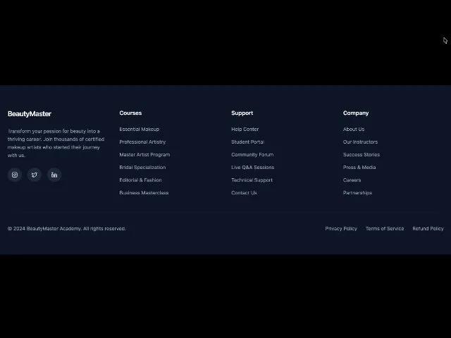 Responsive Dark Theme Footer with Social Icons preview