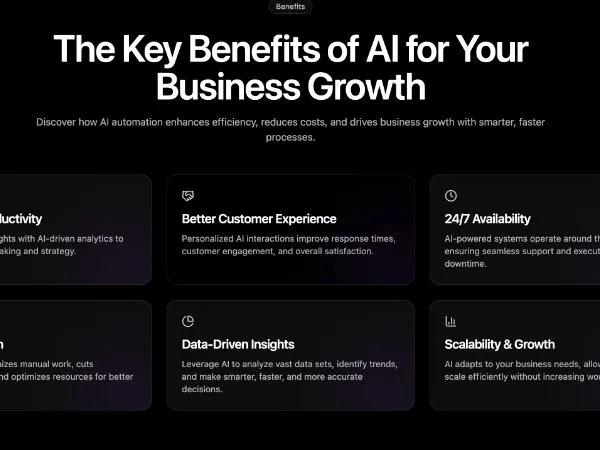 AI Benefits Grid Section with Icon Cards preview