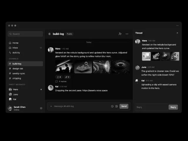 Dark Themed Chat Application Layout preview