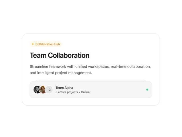 Team Collaboration Card with Avatar Stack preview