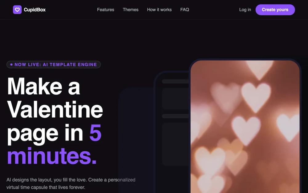 CupidBox Premium Dark Landing Page