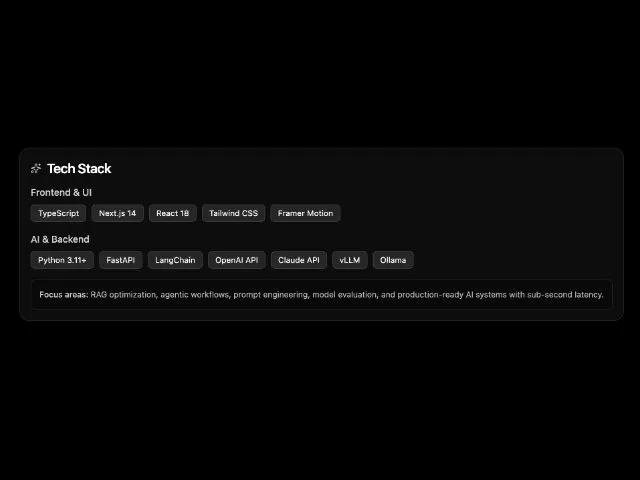 Tech Stack Overview Card with Badges preview
