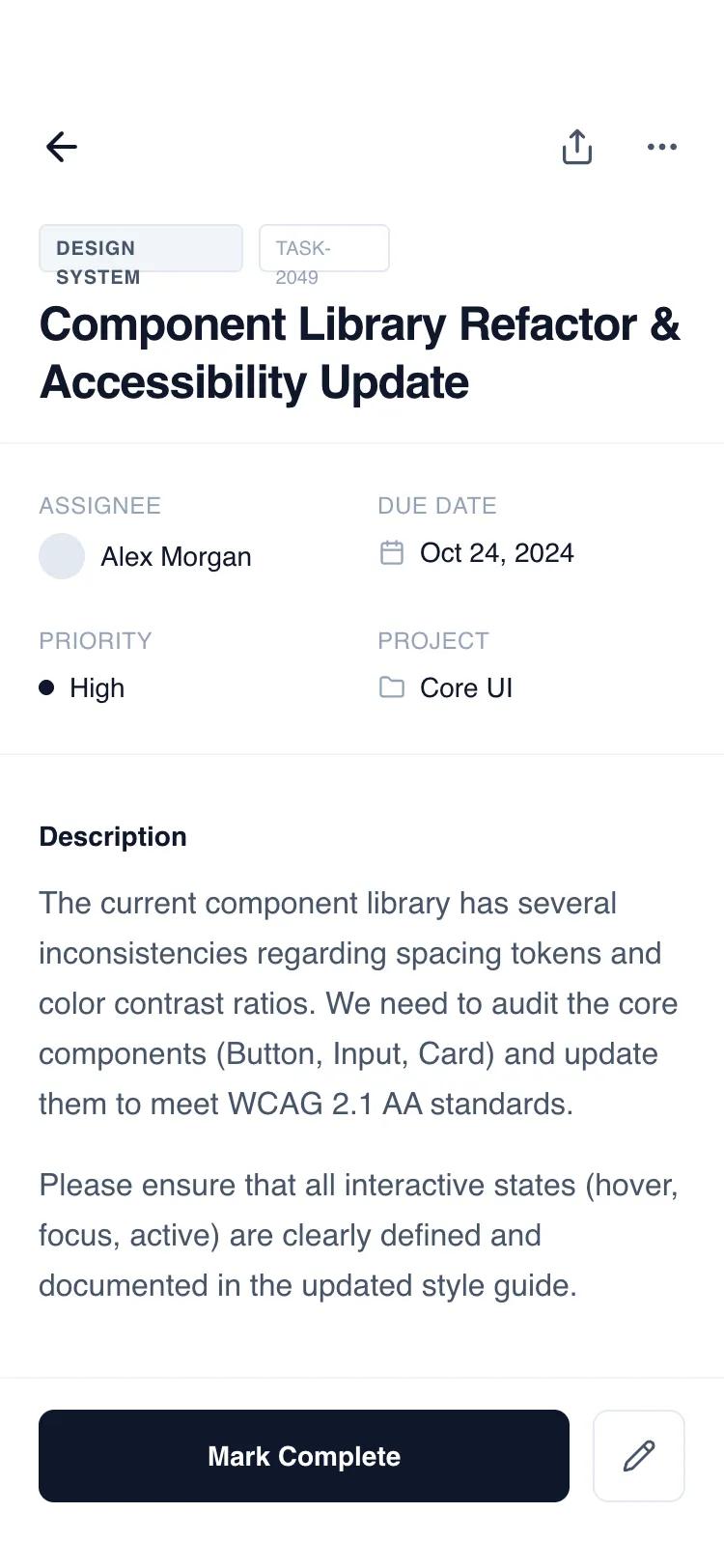 Header-First Detail Page