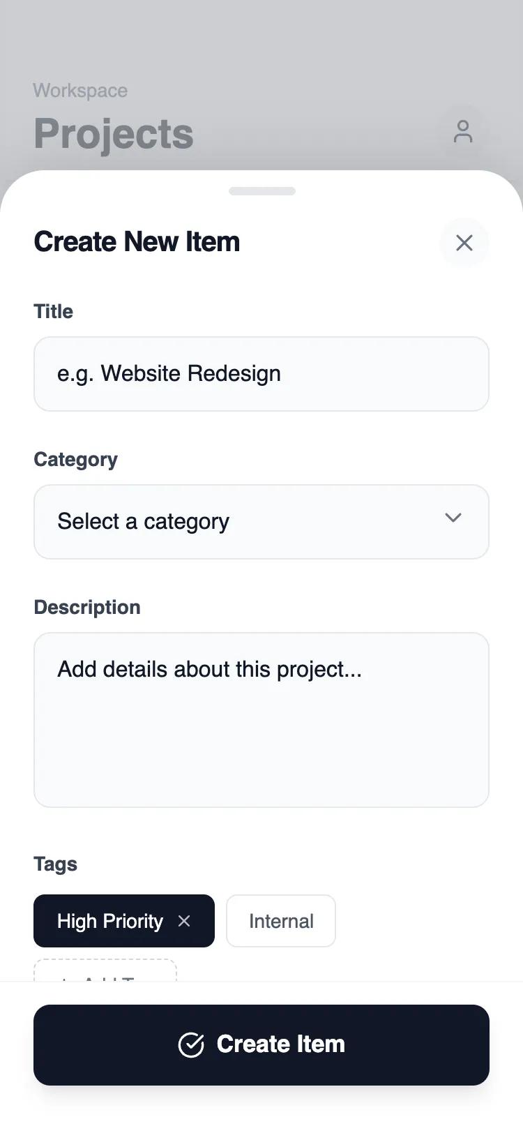 Bottom Sheet Creation Flow