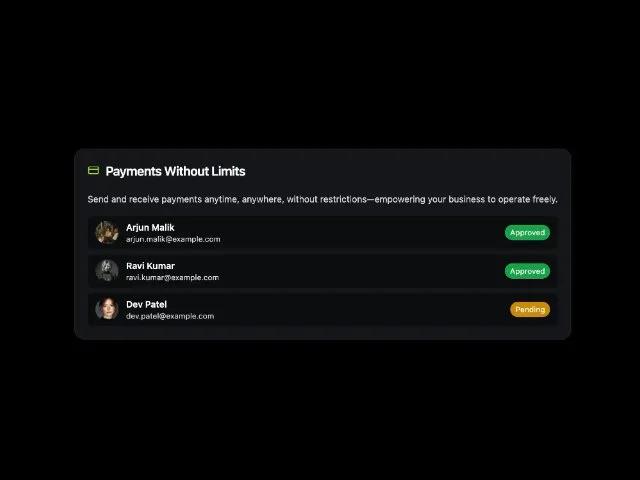 Payment Transactions Status Card preview