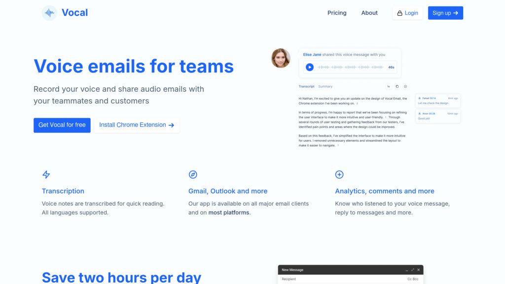 Vocal.email screenshot