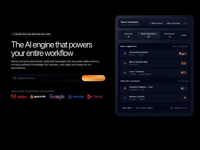 AI SaaS Hero with Tilted App UI Preview preview