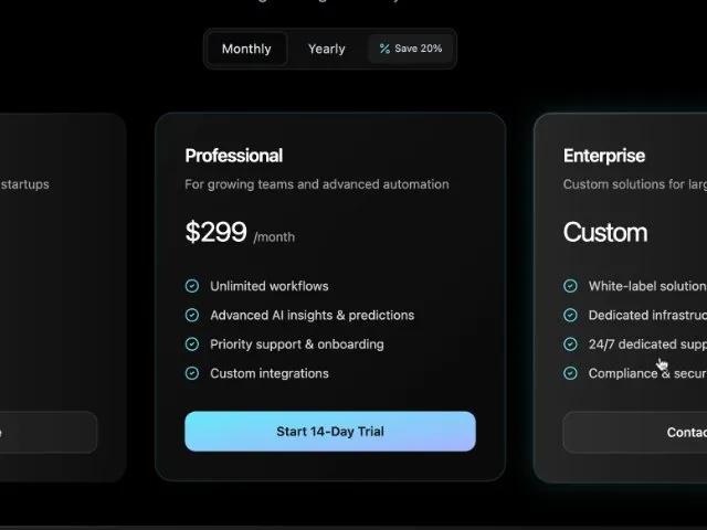 Tailwind Pricing Plans Section with Billing Toggle preview