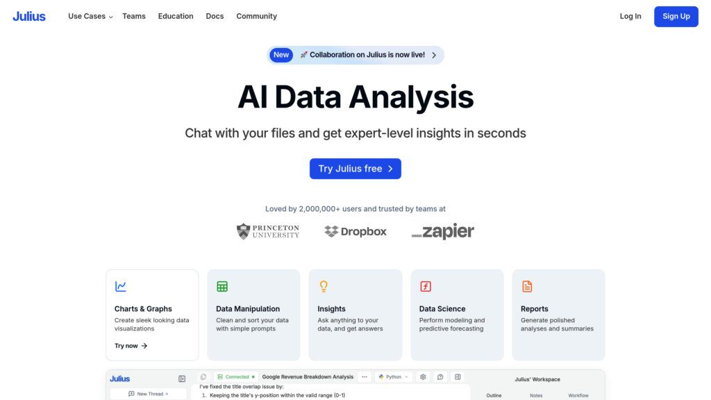 Julius AI screenshot