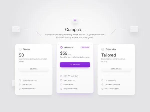 Animated Pricing Grid with Typewriter Header preview