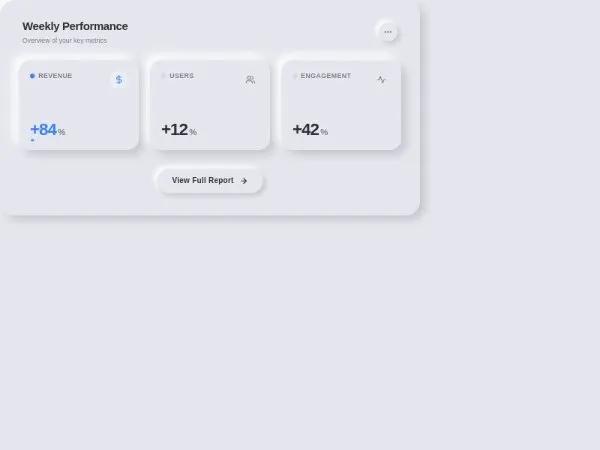 Neumorphic Weekly Metrics Dashboard Widget preview