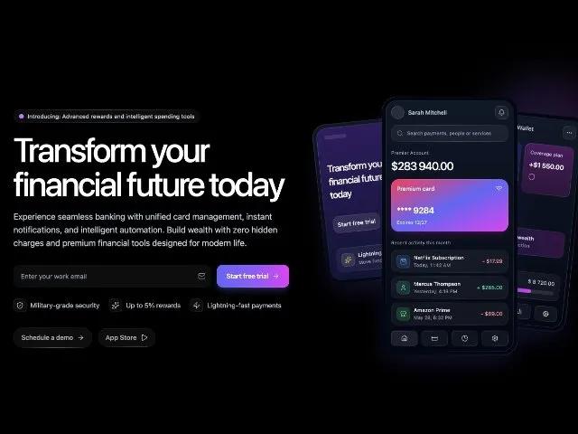 Fintech Landing Hero with Email Capture & Phone Mockups preview
