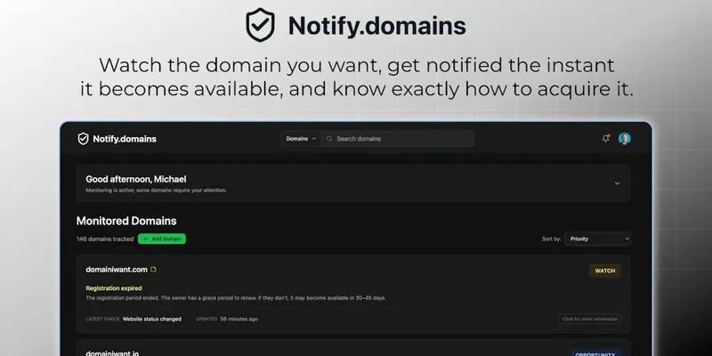 Notify.domains screenshot