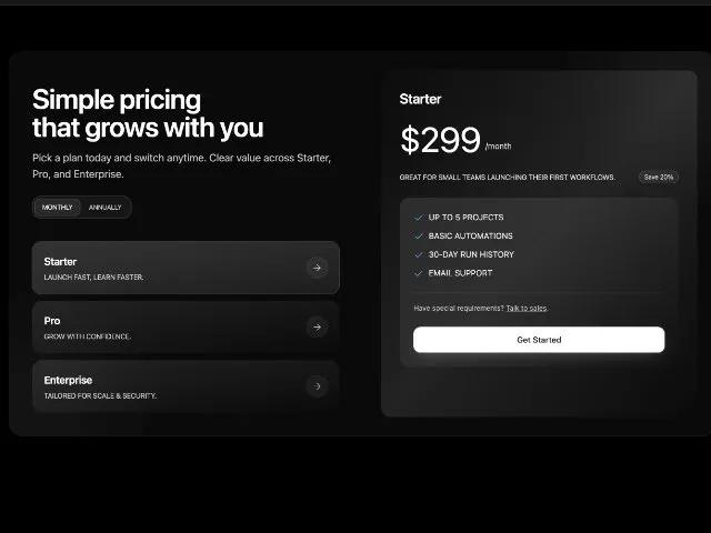 Interactive Pricing Table with Plan/Billing Toggle preview