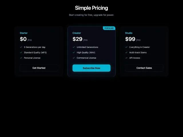 Three-Tier Simple Pricing Grid preview