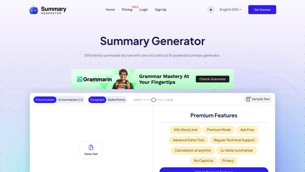 SummaryGenerator.io screenshot