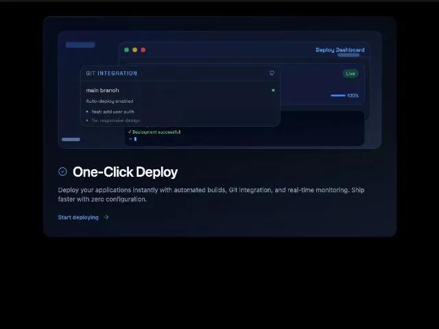 One-Click Deploy Dashboard Feature Card preview