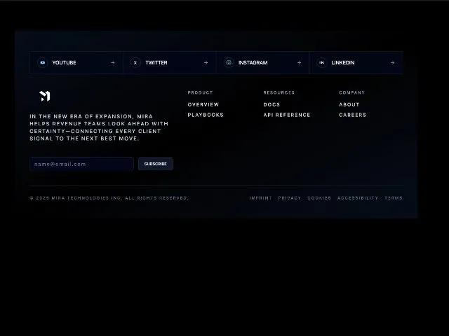 Social Footer with Newsletter and Link Columns preview