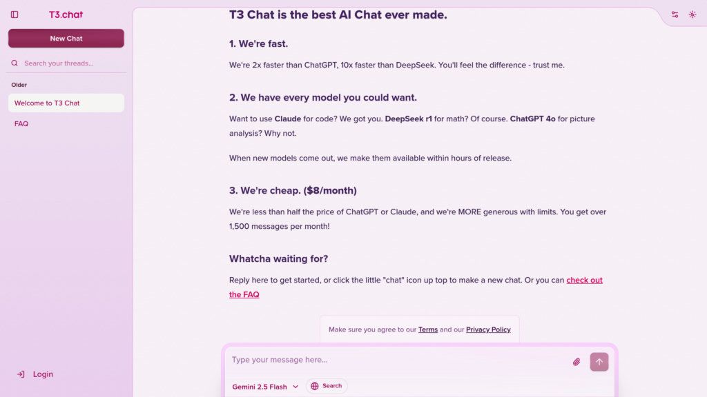 T3 Chat screenshot