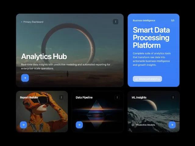 Responsive Analytics Product Showcase Grid preview