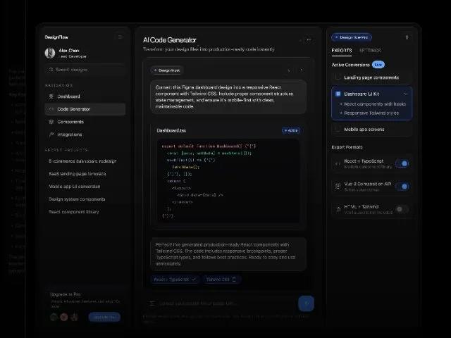 AI Code Generator Dashboard Layout preview