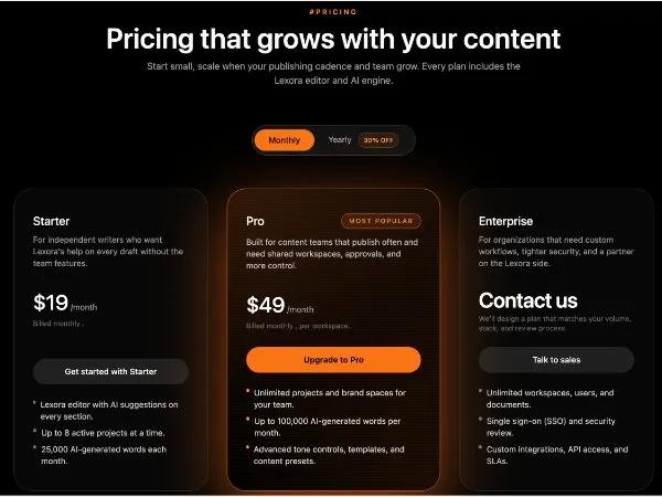 Interactive Pricing Grid with Billing Toggle preview