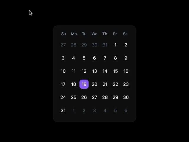 Tailwind Month Calendar Date Picker preview