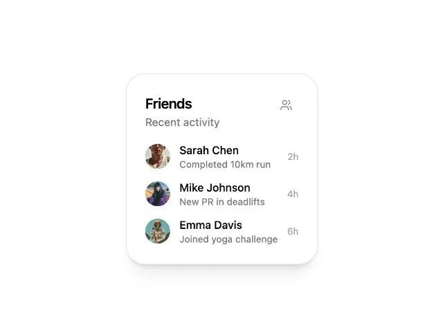 Friends Activity Feed Card preview