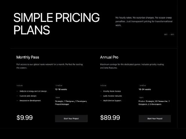 Two-Column Pricing Plans Section preview