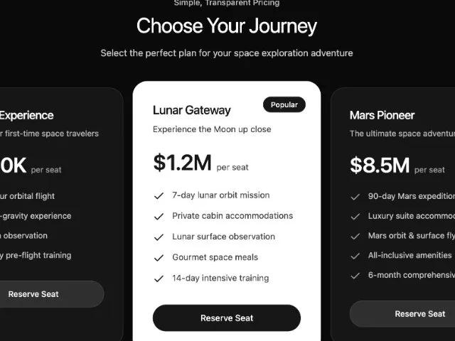 Animated Three-Plan Pricing Table Section preview