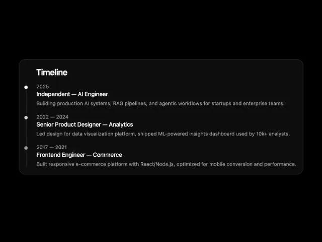 Vertical Timeline Component with Tailwind Styling preview