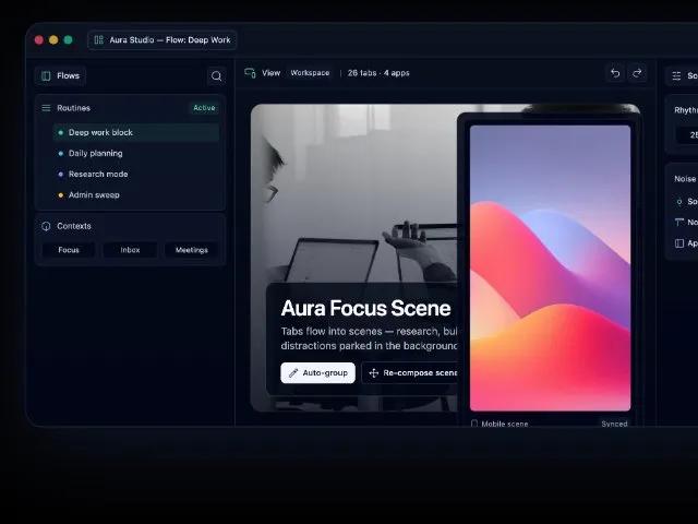 Productivity App Focus Scene UI Card preview